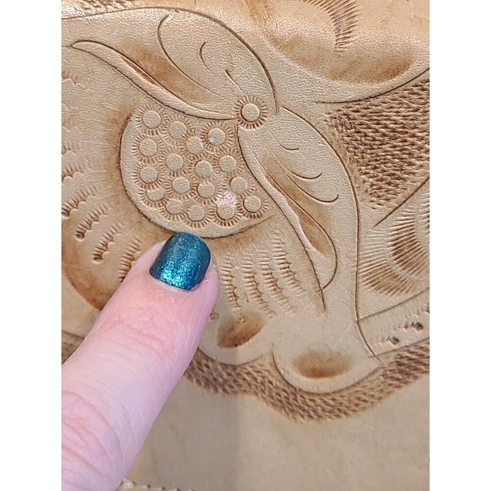 Vintage Hand Tooled Genuine Leather El Venado Purse 70s Mex Floral Mayan Craft - Picture 12 of 16
